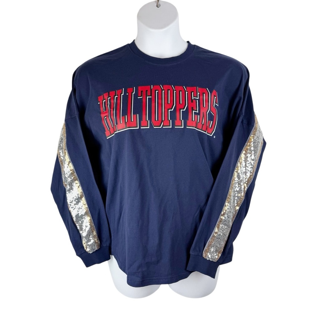 Gameday Couture Navy & Red Western Kentucky Hilltoppers Gold & Silver Sequin Top